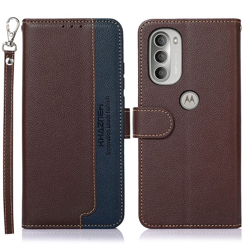 Capa De Couro Para Moto G51 5G Estilo Lichia Rfid Khazneh