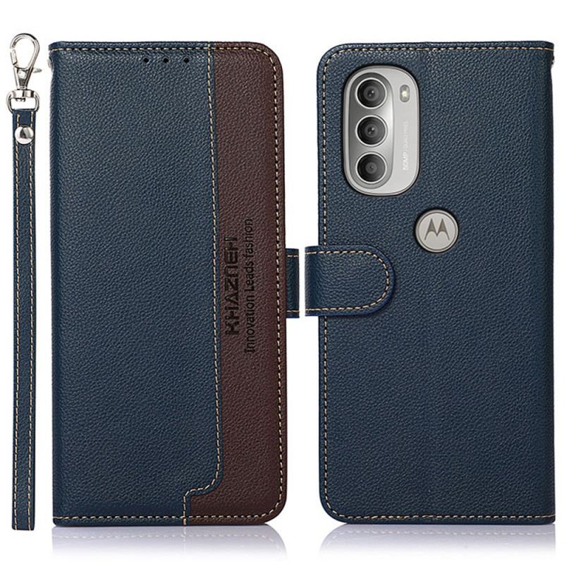 Capa De Couro Para Moto G51 5G Estilo Lichia Rfid Khazneh