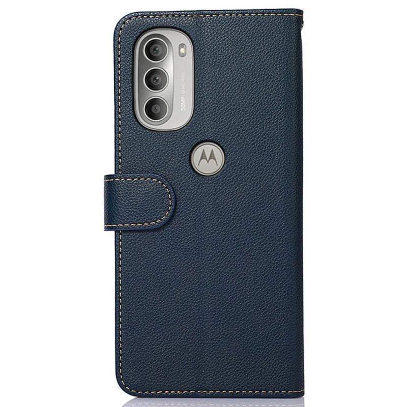 Capa De Couro Para Moto G51 5G Estilo Lichia Rfid Khazneh