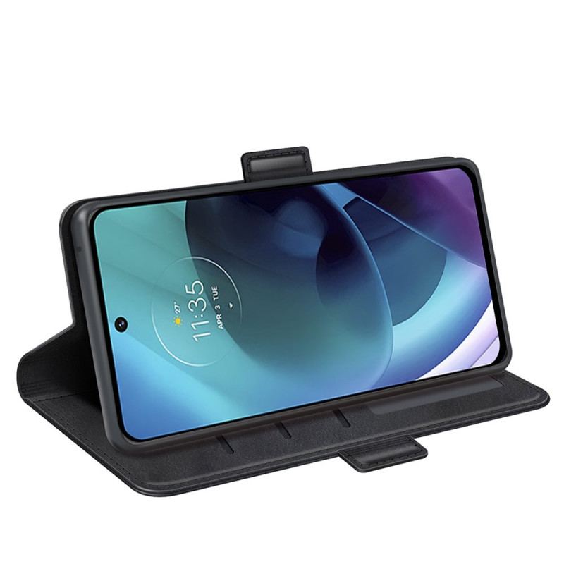 Capa De Couro Para Moto G51 5G Flip Aba Dupla