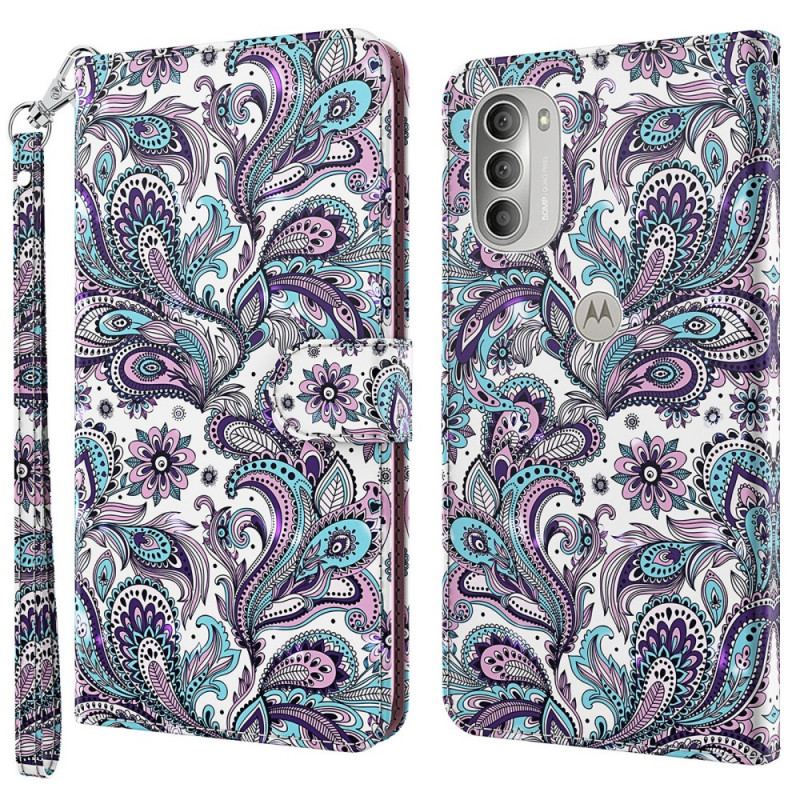 Capa De Couro Para Moto G51 5G Paisley