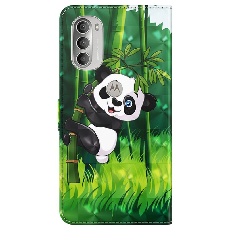 Capa De Couro Para Moto G51 5G Panda E Bambu
