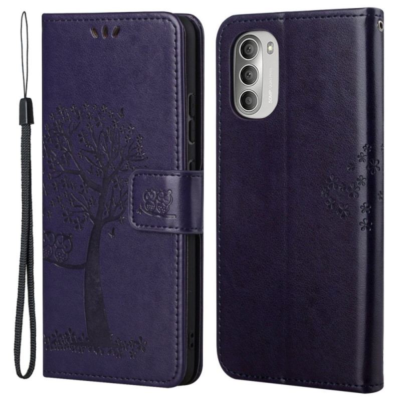 Capa Flip Para Moto G51 5G De Cordão Tanga E Corujas