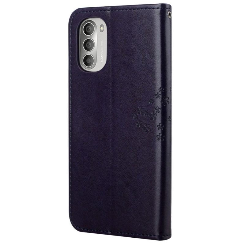 Capa Flip Para Moto G51 5G De Cordão Tanga E Corujas