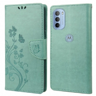 Capa Folio Para Moto G51 5G De Cordão Borboletas Esplêndidas