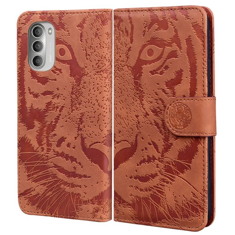 Capa Folio Para Moto G51 5G Estampa Cara De Tigre