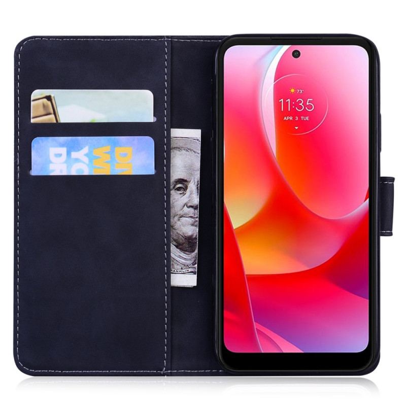 Capa Folio Para Moto G51 5G Estampa Cara De Tigre