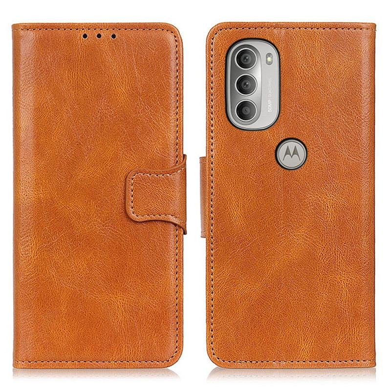 Capa Folio Para Moto G51 5G Fecho Reversível Efeito Couro