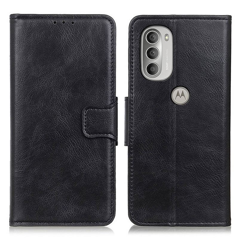 Capa Folio Para Moto G51 5G Fecho Reversível Efeito Couro