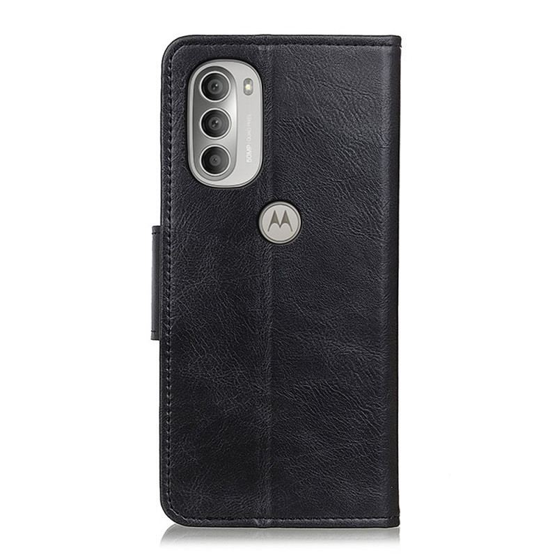 Capa Folio Para Moto G51 5G Fecho Reversível Efeito Couro