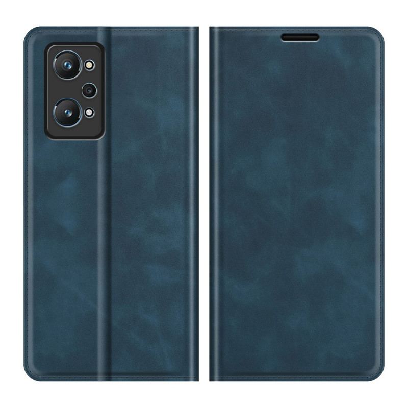 Capa De Celular Para Realme GT Neo 3T / Neo 2 Flip Efeito Couro Macio Seda