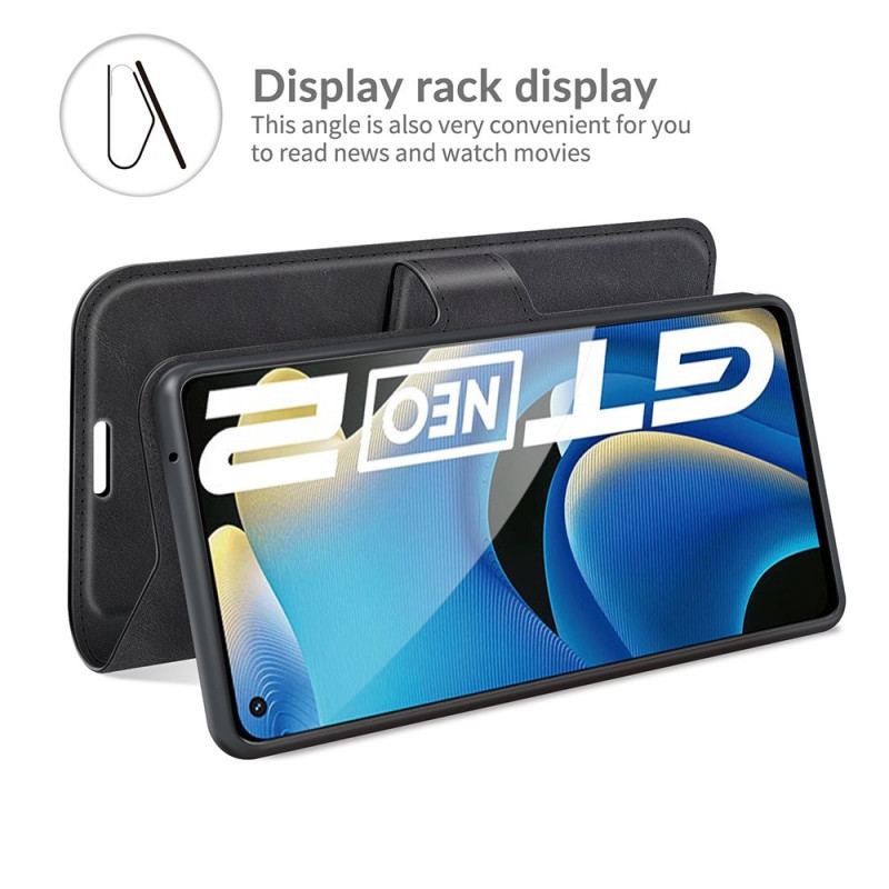 Capa De Couro Para Realme GT Neo 3T / Neo 2 Couro Sintético Fino