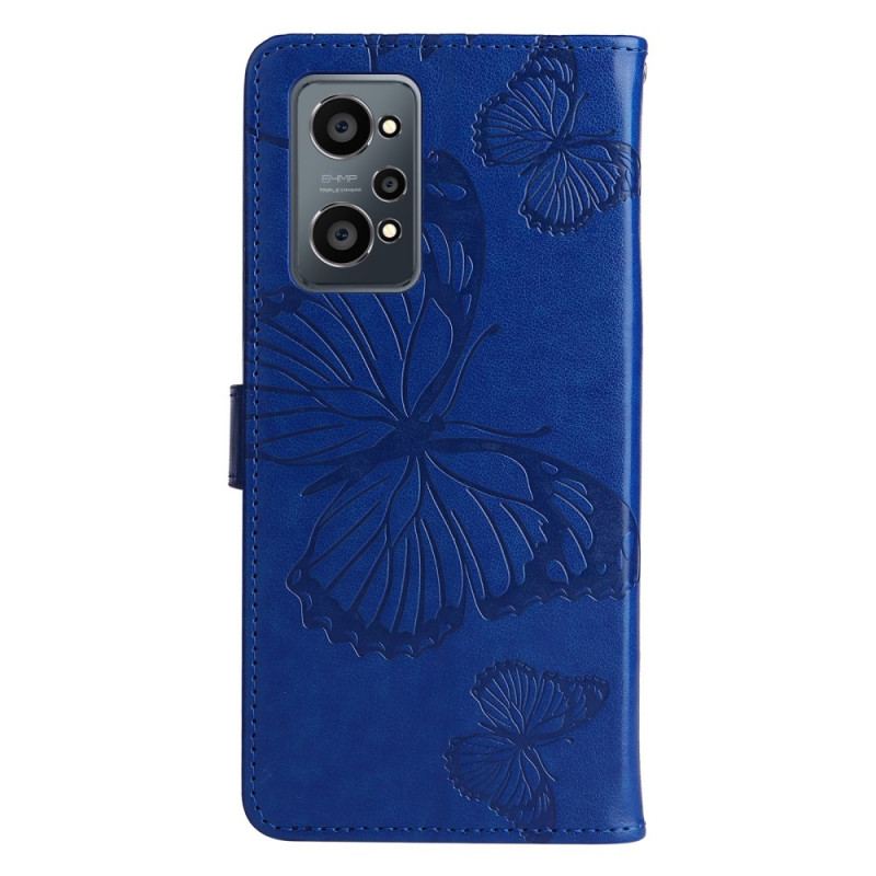 Capa Flip Para Realme GT Neo 3T / Neo 2 De Cordão Borboletas Gigantes