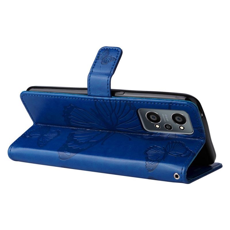 Capa Flip Para Realme GT Neo 3T / Neo 2 De Cordão Borboletas Gigantes