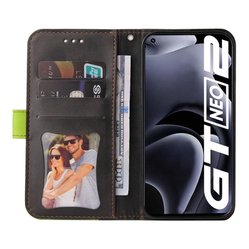 Capa Flip Para Realme GT Neo 3T / Neo 2 Dois Tons