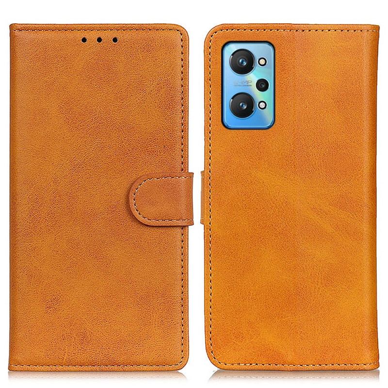 Capa Flip Para Realme GT Neo 3T / Neo 2 Efeito De Couro Retrô Fosco