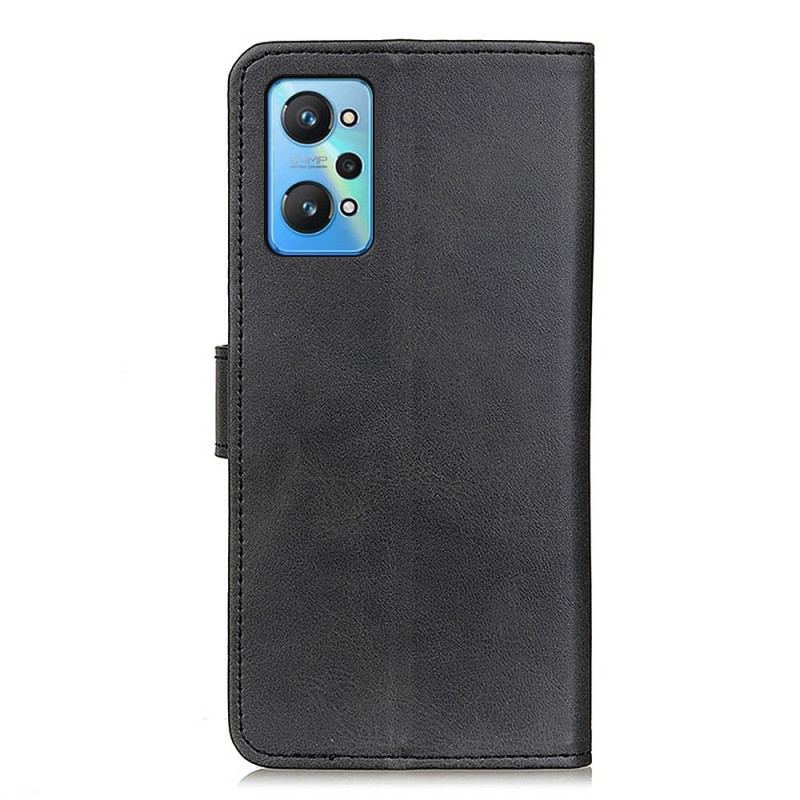 Capa Flip Para Realme GT Neo 3T / Neo 2 Efeito De Couro Retrô Fosco