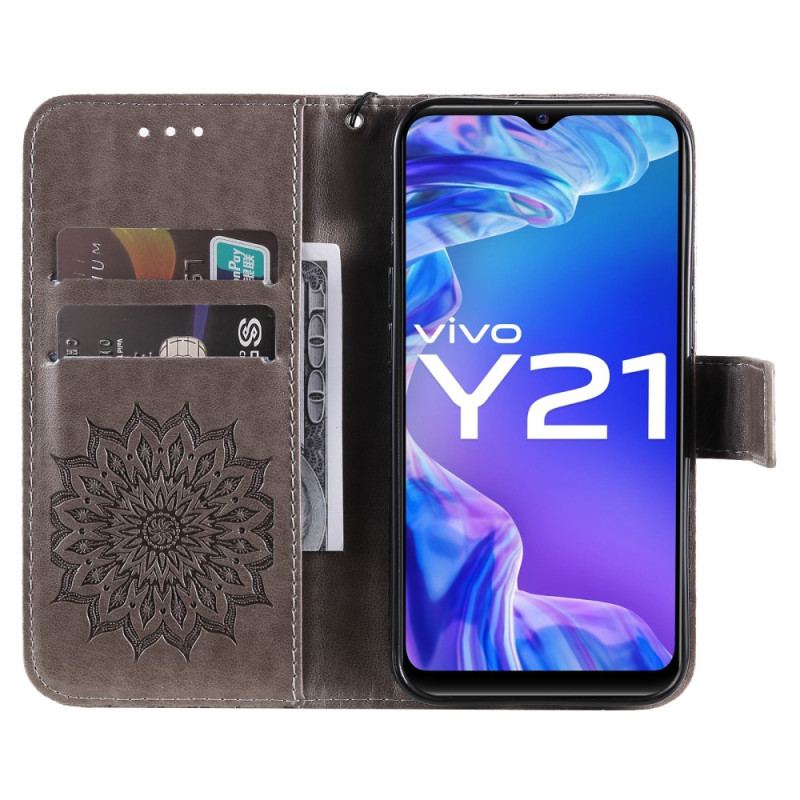 Capa De Couro Para Vivo Y21 De Cordão Tanga Sol