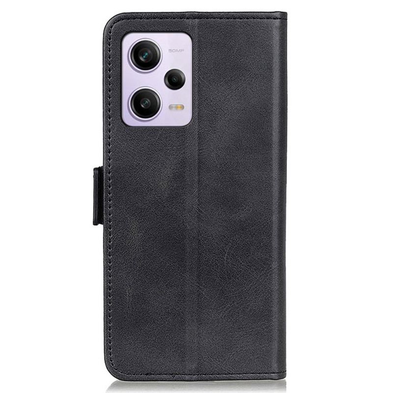 Capa De Couro Para Xiaomi Redmi Note 12 Pro Fecho Duplo
