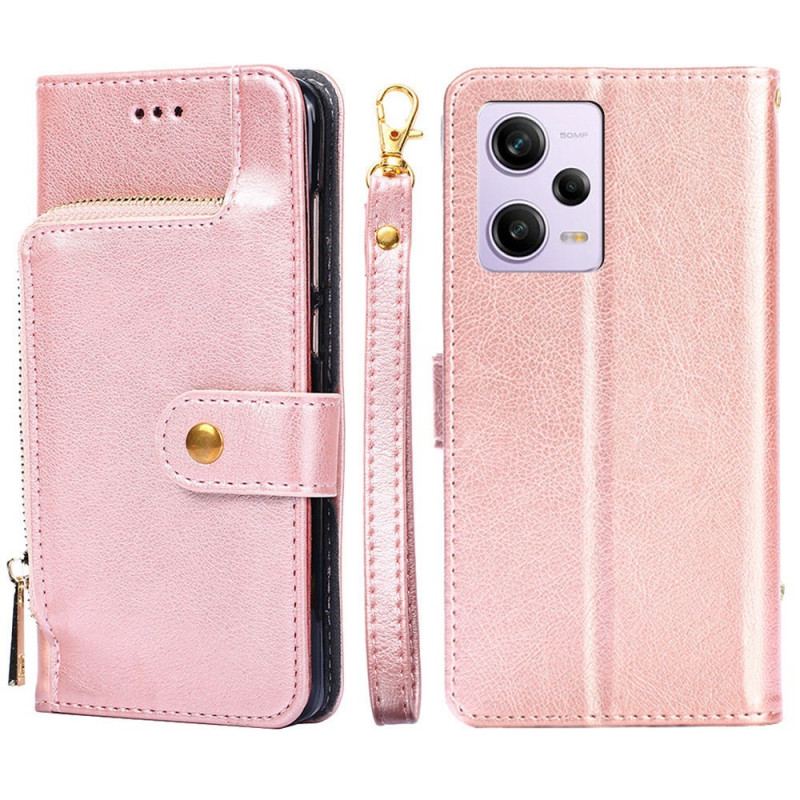 Capa De Couro Para Xiaomi Redmi Note 12 Pro Porta-moedas Com Zíper