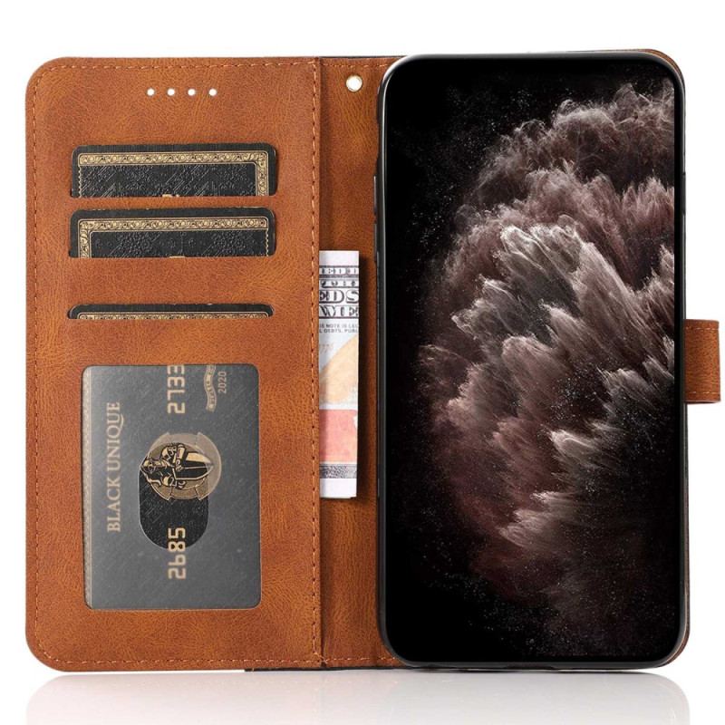 Capa Flip Para Xiaomi Redmi Note 12 Pro De Cordão Correia De Dois Tons