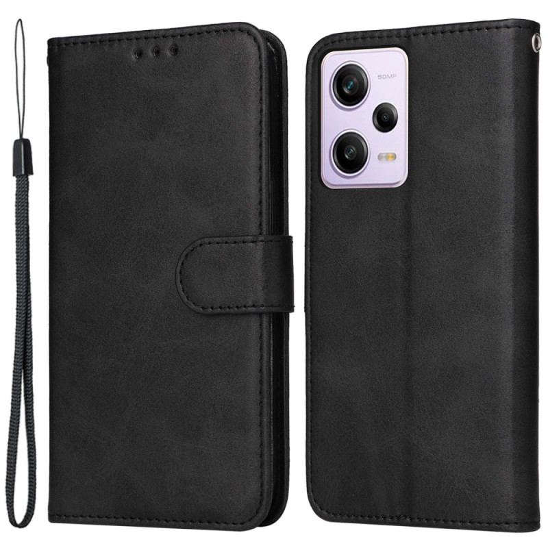 Capa Flip Para Xiaomi Redmi Note 12 Pro De Cordão Simples Com Alça