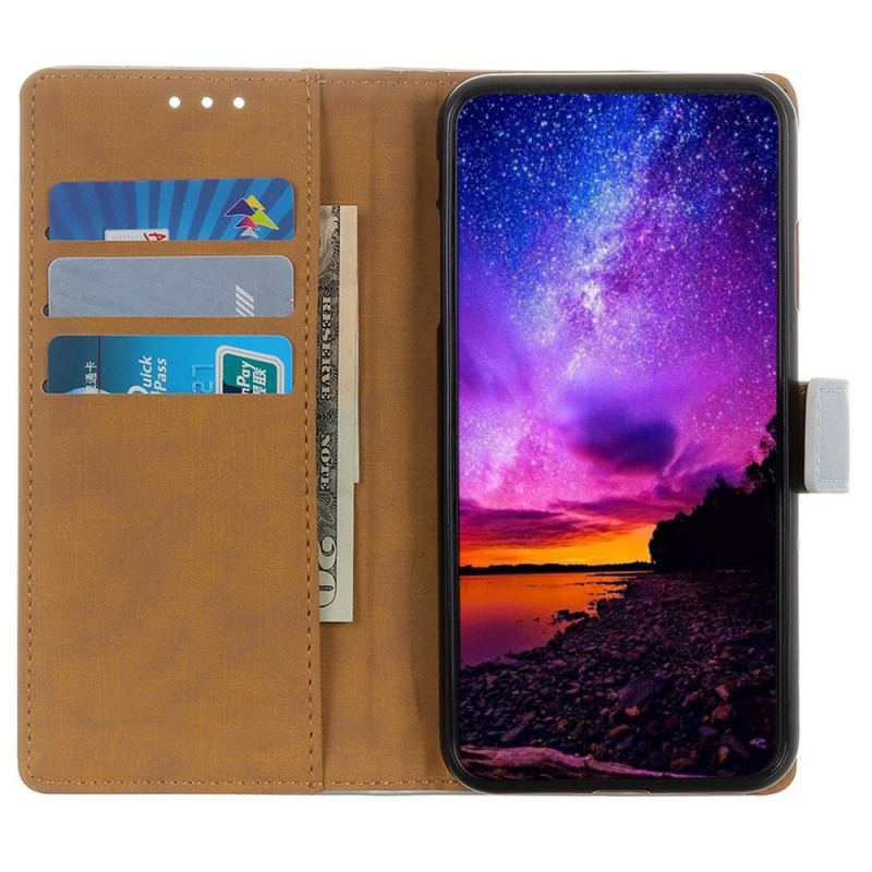 Capa De Couro Para Samsung Galaxy S23 5G Estilo De Couro