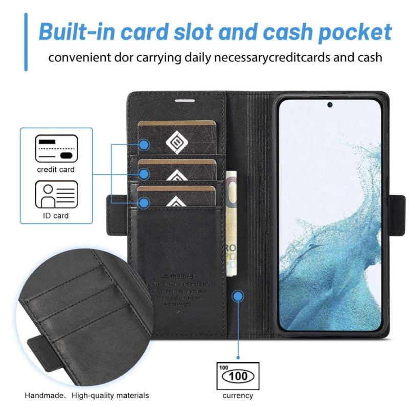 Capa De Couro Para Samsung Galaxy S23 5G Fecho Duplo Lc.imeeke