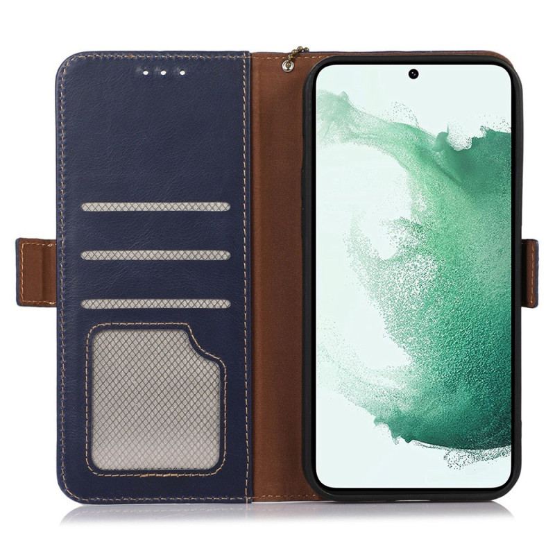 Capa De Couro Para Samsung Galaxy S23 5G Função Rfid De Couro Genuíno
