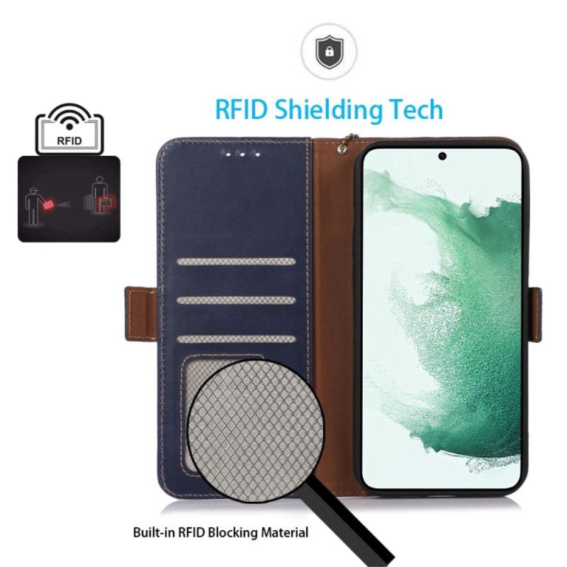 Capa De Couro Para Samsung Galaxy S23 5G Função Rfid De Couro Genuíno