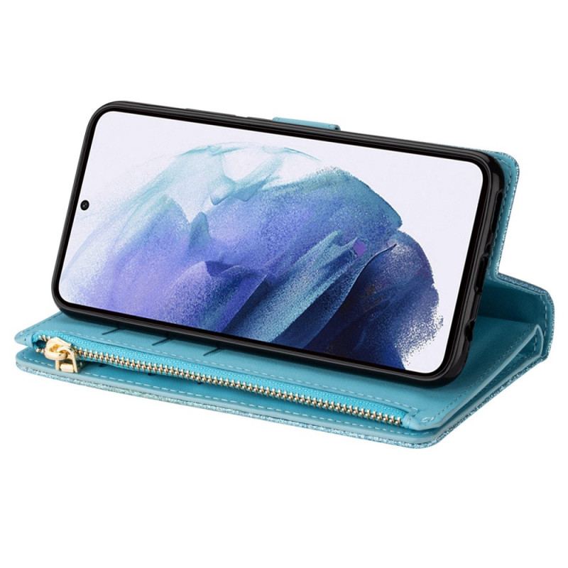 Capa De Couro Para Samsung Galaxy S23 5G Capa Tipo Carteira Carteira De Lantejoulas