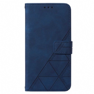 Capa Em Pele Para Samsung Galaxy S23 5G De Cordão Cintas Triângulos
