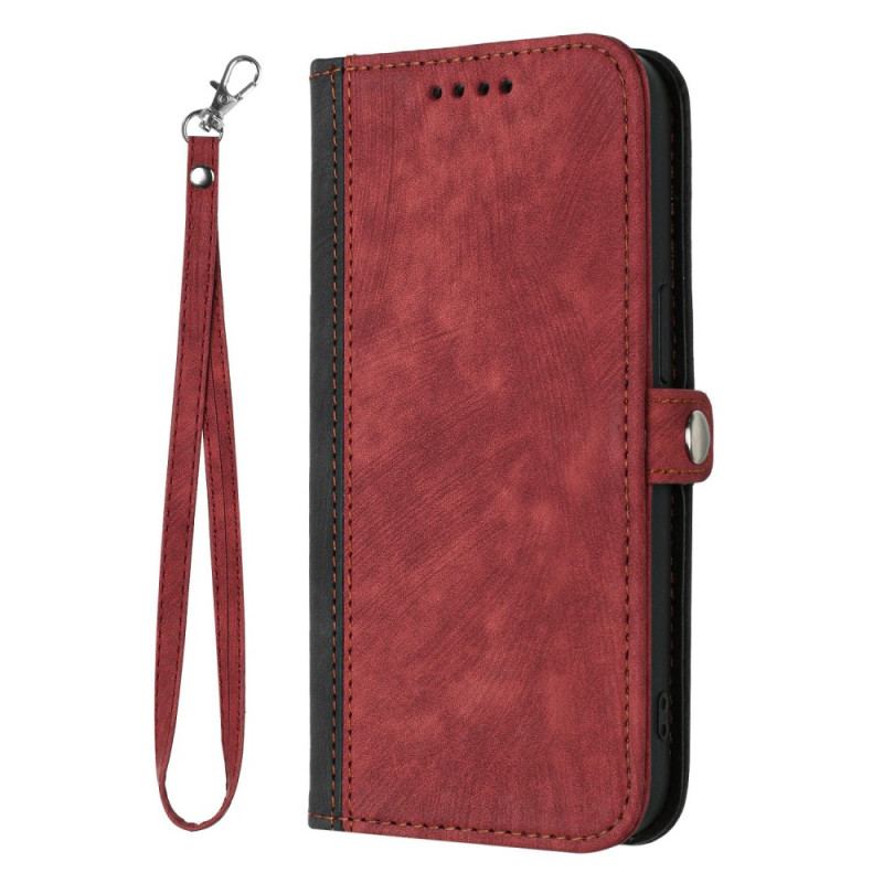Capa Em Pele Para Samsung Galaxy S23 5G Dois Tons Com Alça