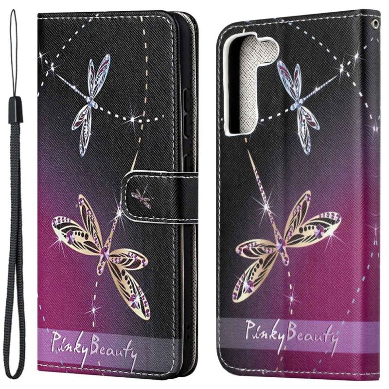 Capa Em Pele Para Samsung Galaxy S23 5G Libélulas