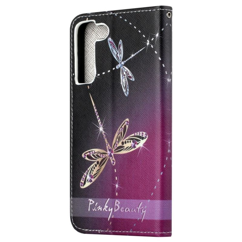 Capa Em Pele Para Samsung Galaxy S23 5G Libélulas
