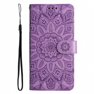 Capa Flip Para Samsung Galaxy S23 5G Mandala Sol Com Cordão