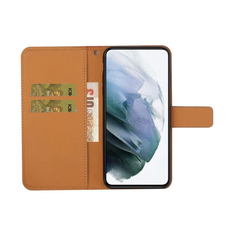 Capa Flip Para Samsung Galaxy S23 5G Padrão De Tapeçaria