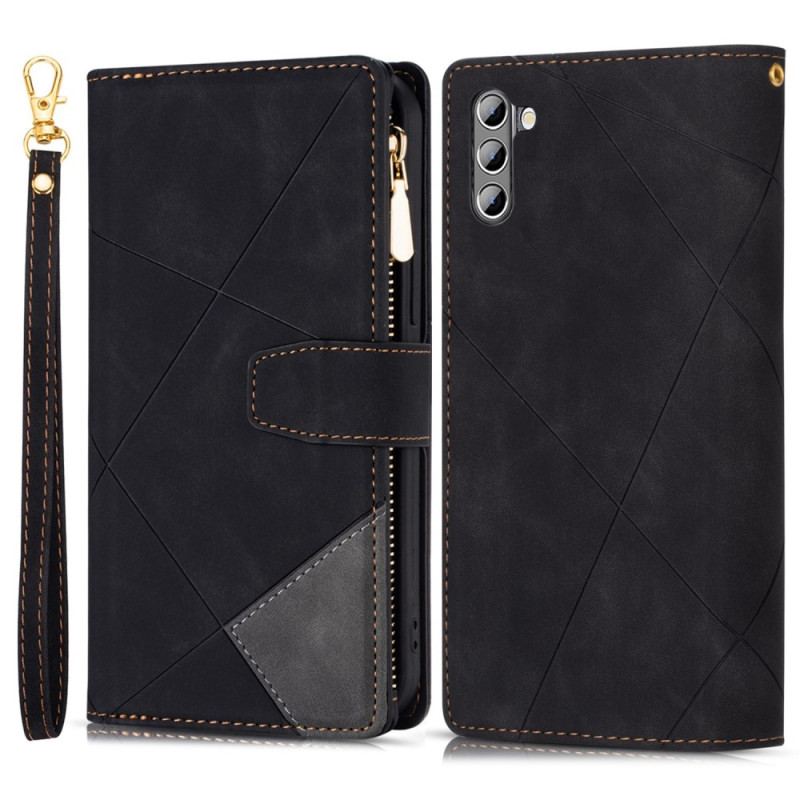 Capa Flip Para Samsung Galaxy S23 5G Capa Tipo Carteira De Cordão Carteira Alça Completa