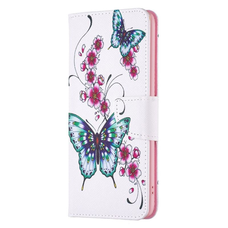 Capa Folio Para Samsung Galaxy S23 5G Declínio Borboletas