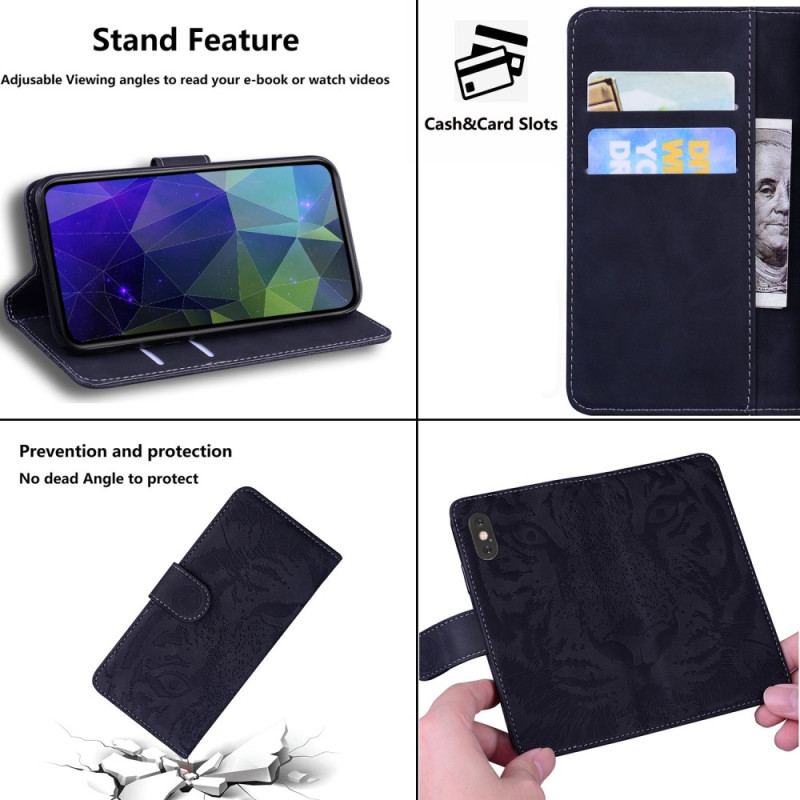 Capa Folio Para Samsung Galaxy S23 5G Pegada De Tigre