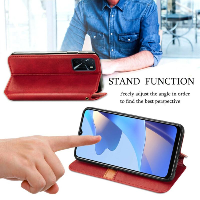 Capa De Celular Para Oppo A16 / A16s Flip Textura Diamante Efeito Couro