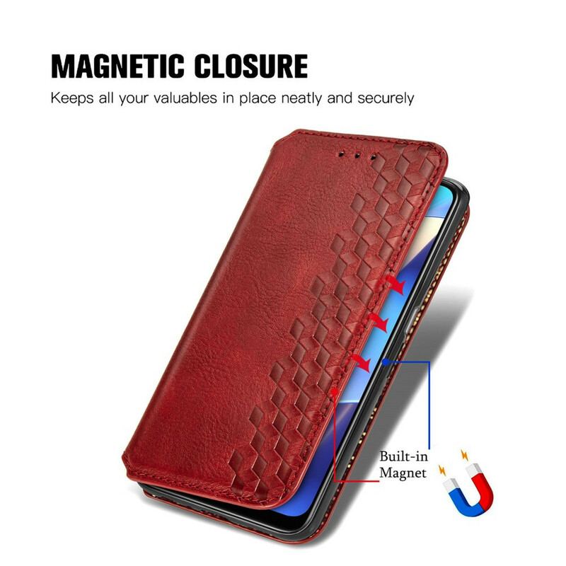 Capa De Celular Para Oppo A16 / A16s Flip Textura Diamante Efeito Couro