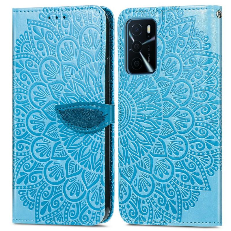 Capa De Couro Para Oppo A16 / A16s Folhas Tribais