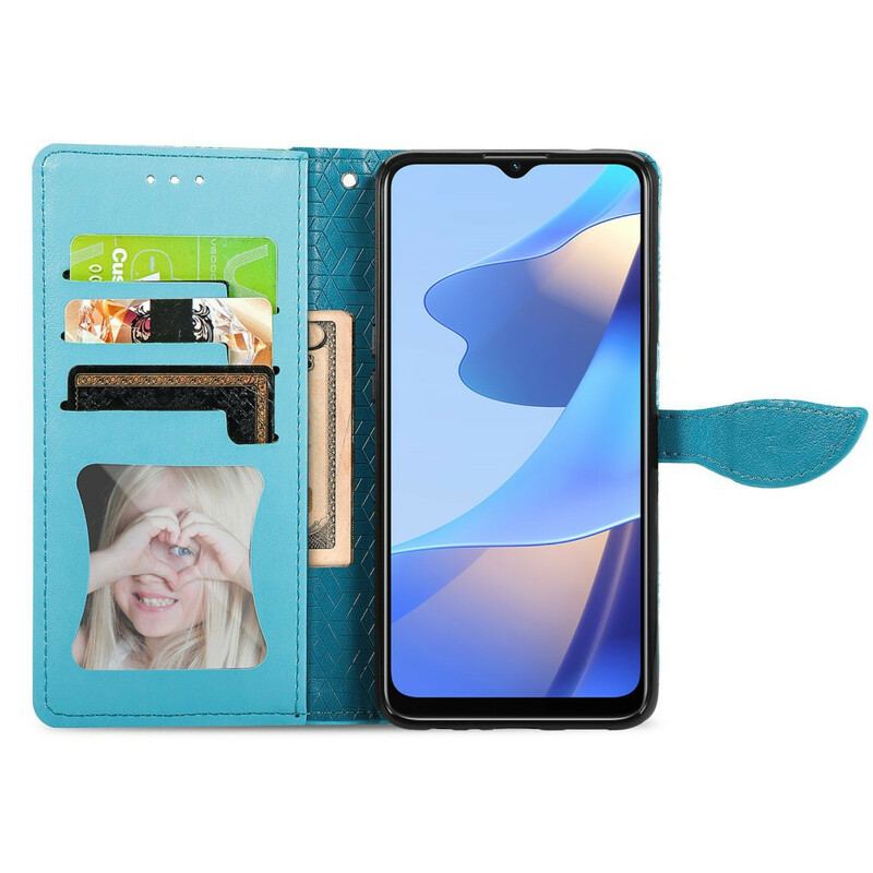 Capa De Couro Para Oppo A16 / A16s Folhas Tribais