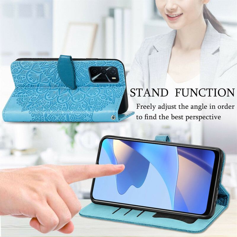 Capa De Couro Para Oppo A16 / A16s Folhas Tribais