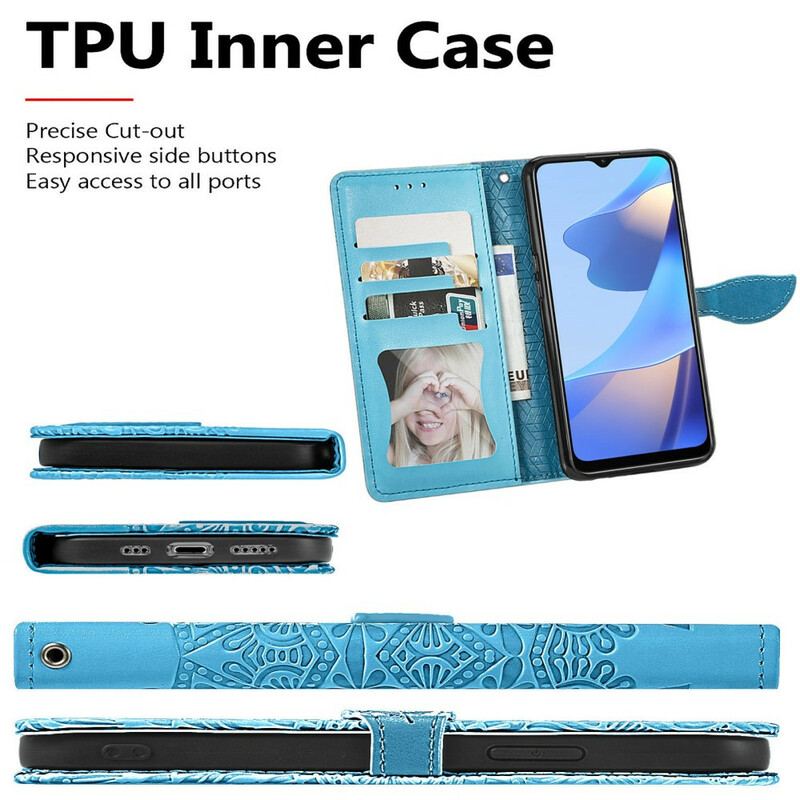 Capa De Couro Para Oppo A16 / A16s Folhas Tribais