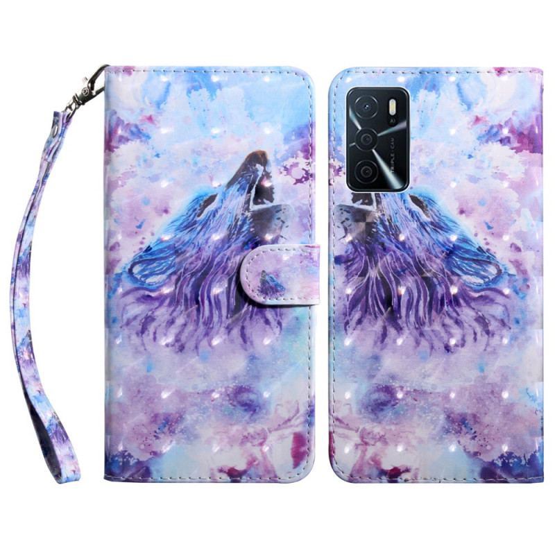 Capa De Couro Para Oppo A16 / A16s O Lobo