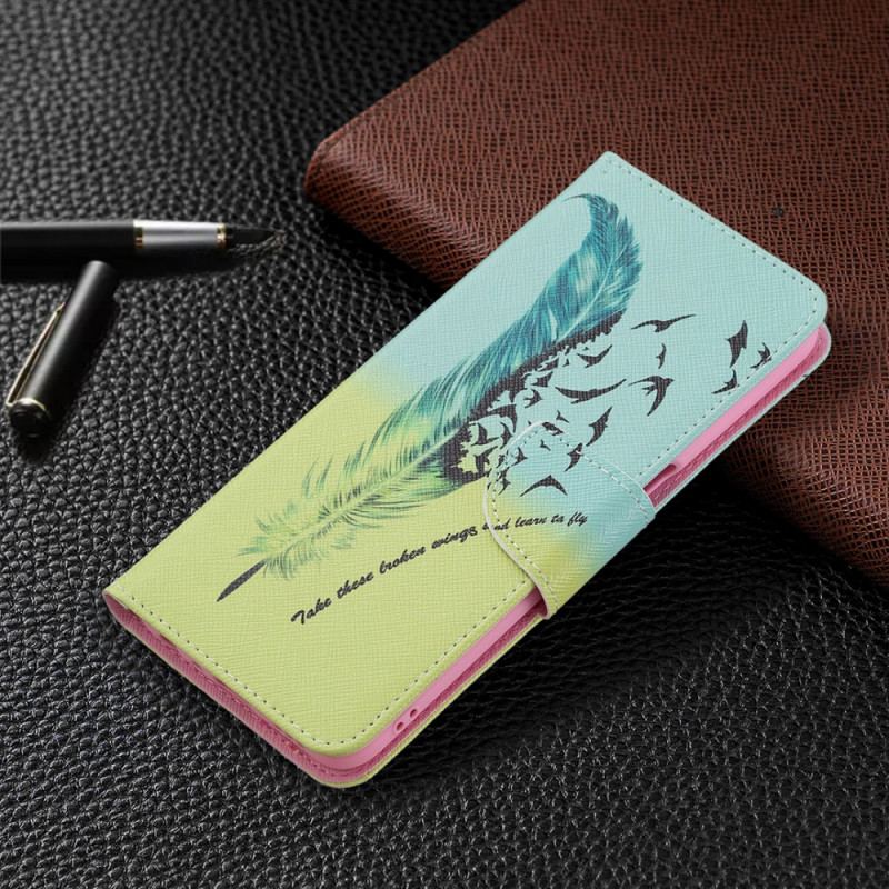 Capa De Couro Para Oppo A16 / A16s Pena Aprenda A Voar