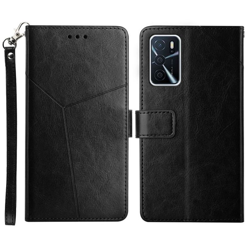 Capa Em Pele Para Oppo A16 / A16s Estilo Couro Geo Y Design