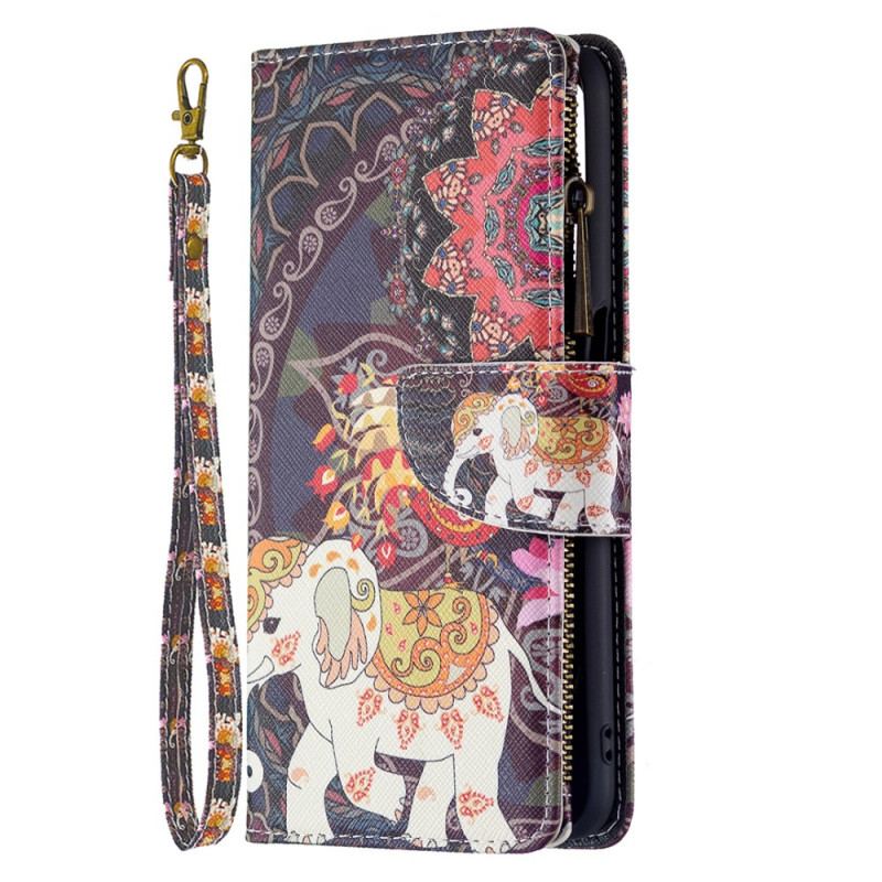 Capa Flip Para Oppo A16 / A16s Bolso Elefante Com Zíper